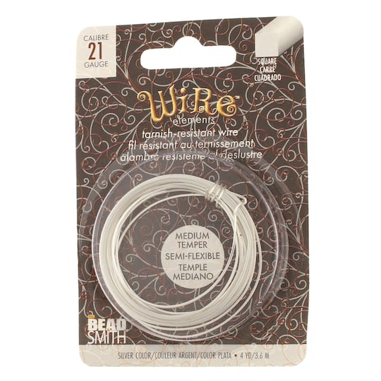 The Beadsmith&#xAE; Wire Elements&#x2122; 21 Gauge Tarnish Resistant Medium Temper Square Wire, 4yd. 